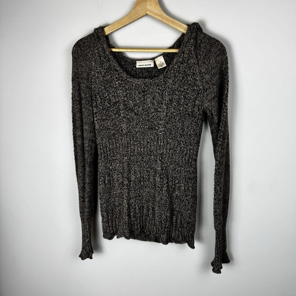 DKNY Jeans Hooded Sweater Size M ‎ Brown Knit - Picture 11 of 16